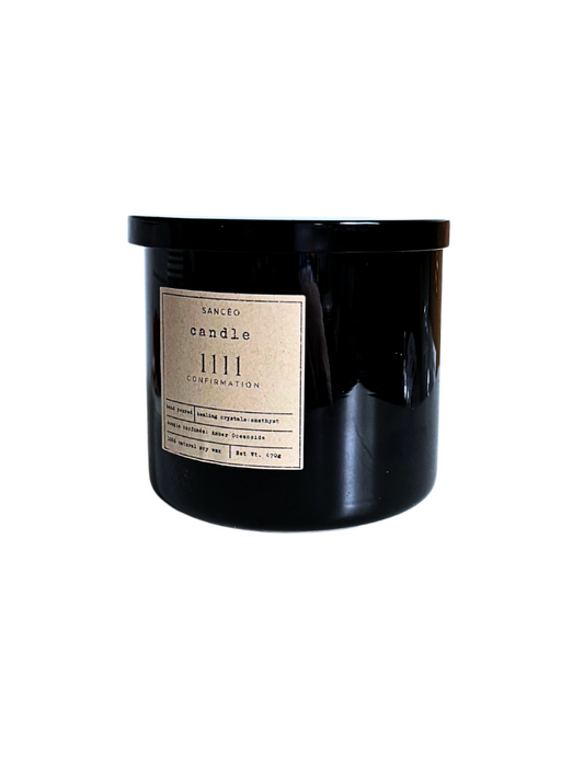 1111 3-wick Candle with Healing Crystals - Amber Oceanside (20oz Jar)