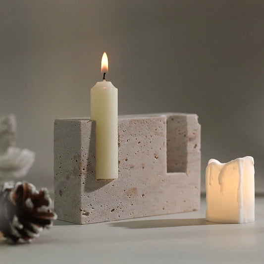 sanceo Natural Marble Candle Stick Holder