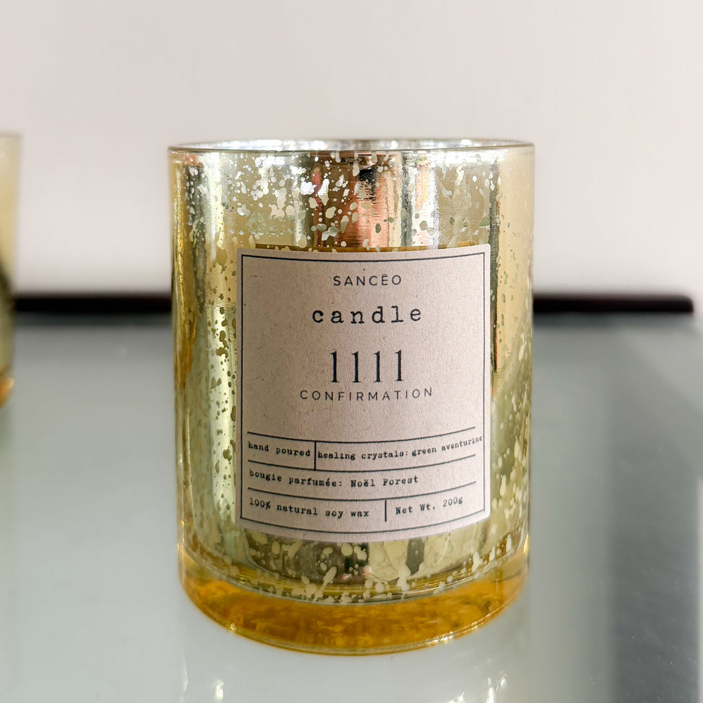 1111 Candle with Healing Crystals - Noël Forest (10oz Jar) *Holiday Edition*