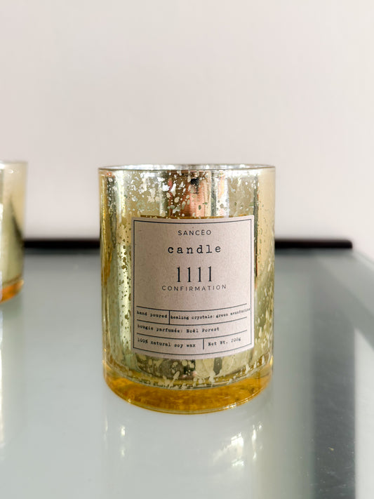 1111 Candle with Healing Crystals - Enchanted Black Sea (10oz Jar) Holiday Jar