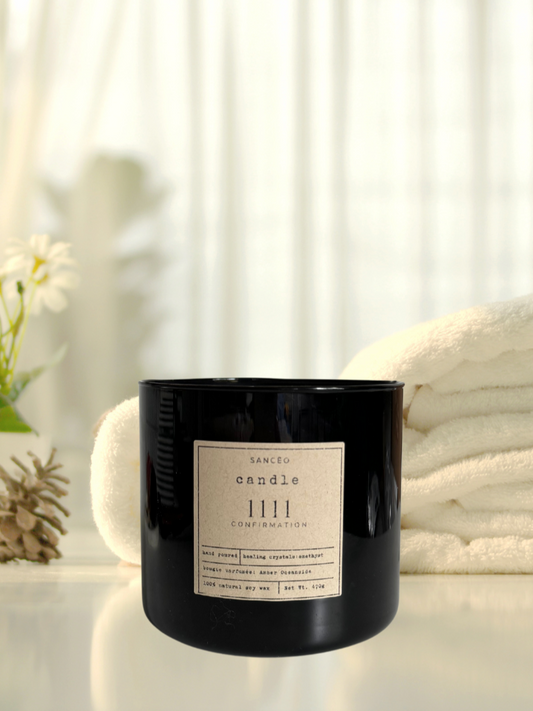 1111 3-wick Candle with Healing Crystals - Palo Santo Eclipse (20oz Jar)