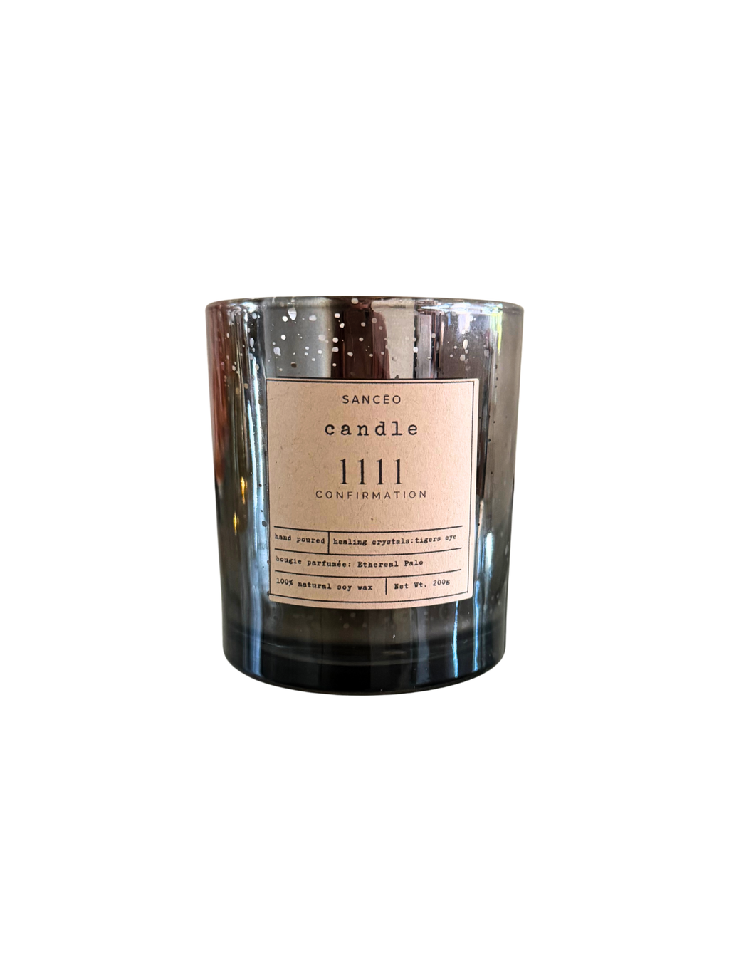 1111 Candle with Healing Crystals - Ethereal Palo (10oz Sparkle Jar)
