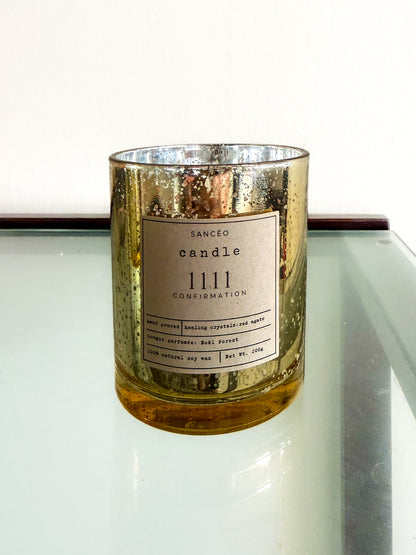 1111 Candle with Healing Crystals - Noël Forest (10oz Jar) *Holiday Edition*