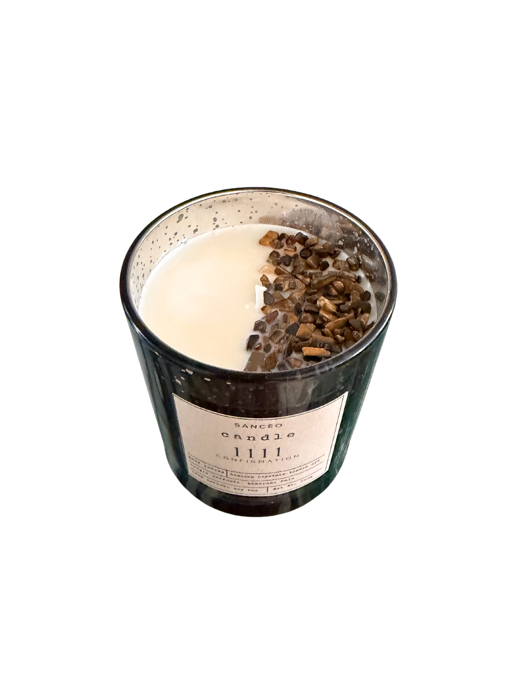 1111 Candle with Healing Crystals - Ethereal Palo (10oz Sparkle Jar)