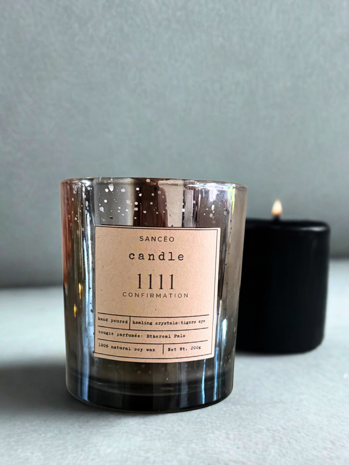 1111 Candle with Healing Crystals - Ethereal Palo (10oz Sparkle Jar)