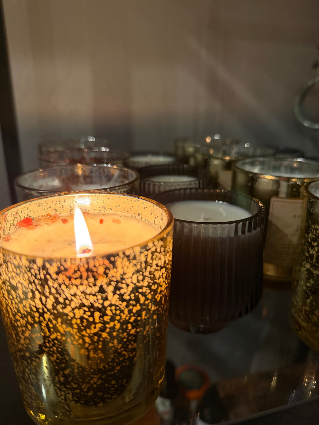 Decor Candle  - Black Ribbed Glass Jar (7oz Jar) - multiple scents available