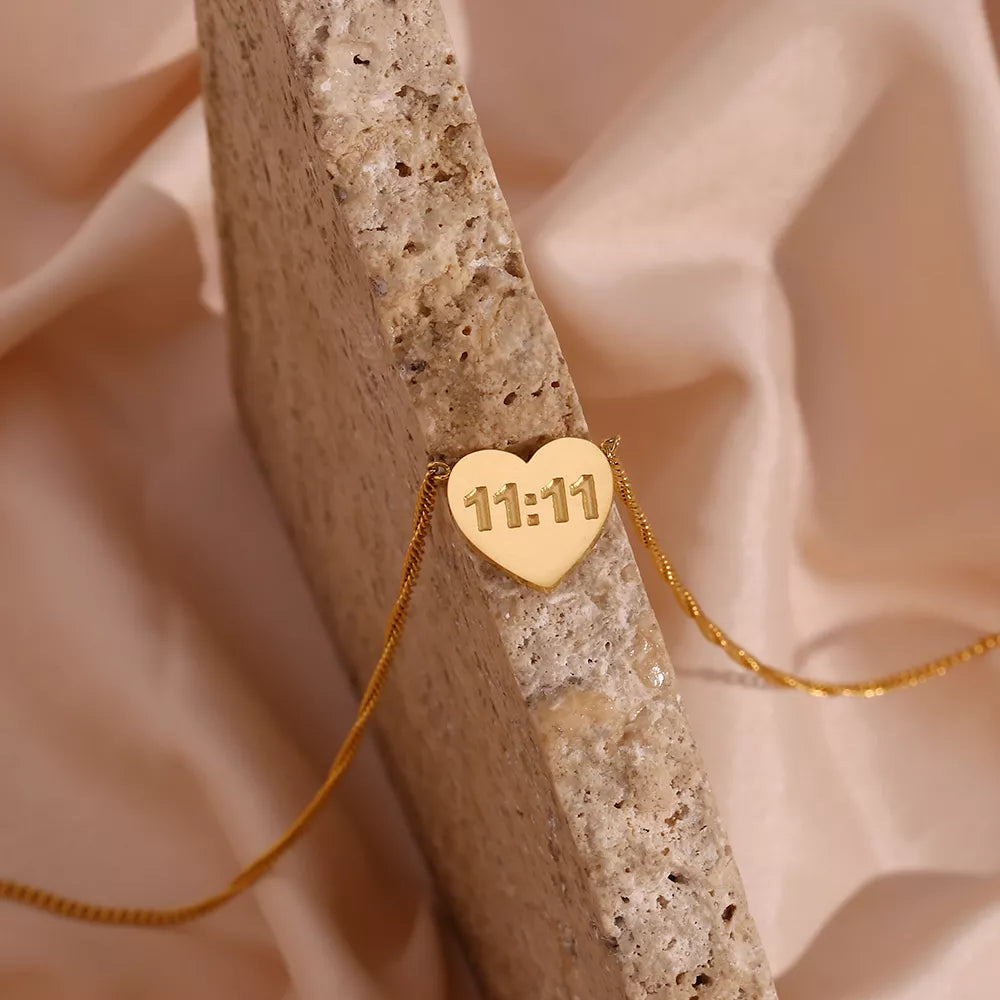 1111 Heart Shape Gold Necklace