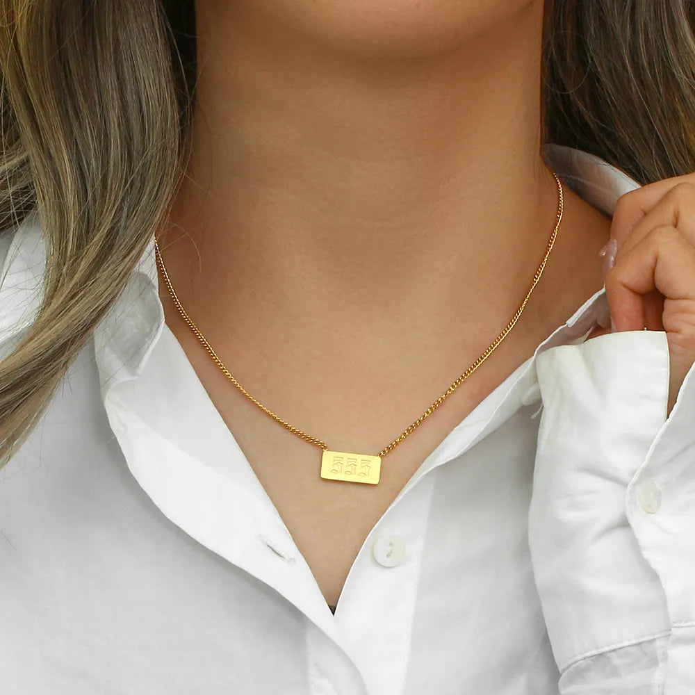 Rectangle Plate Angel Number Necklace