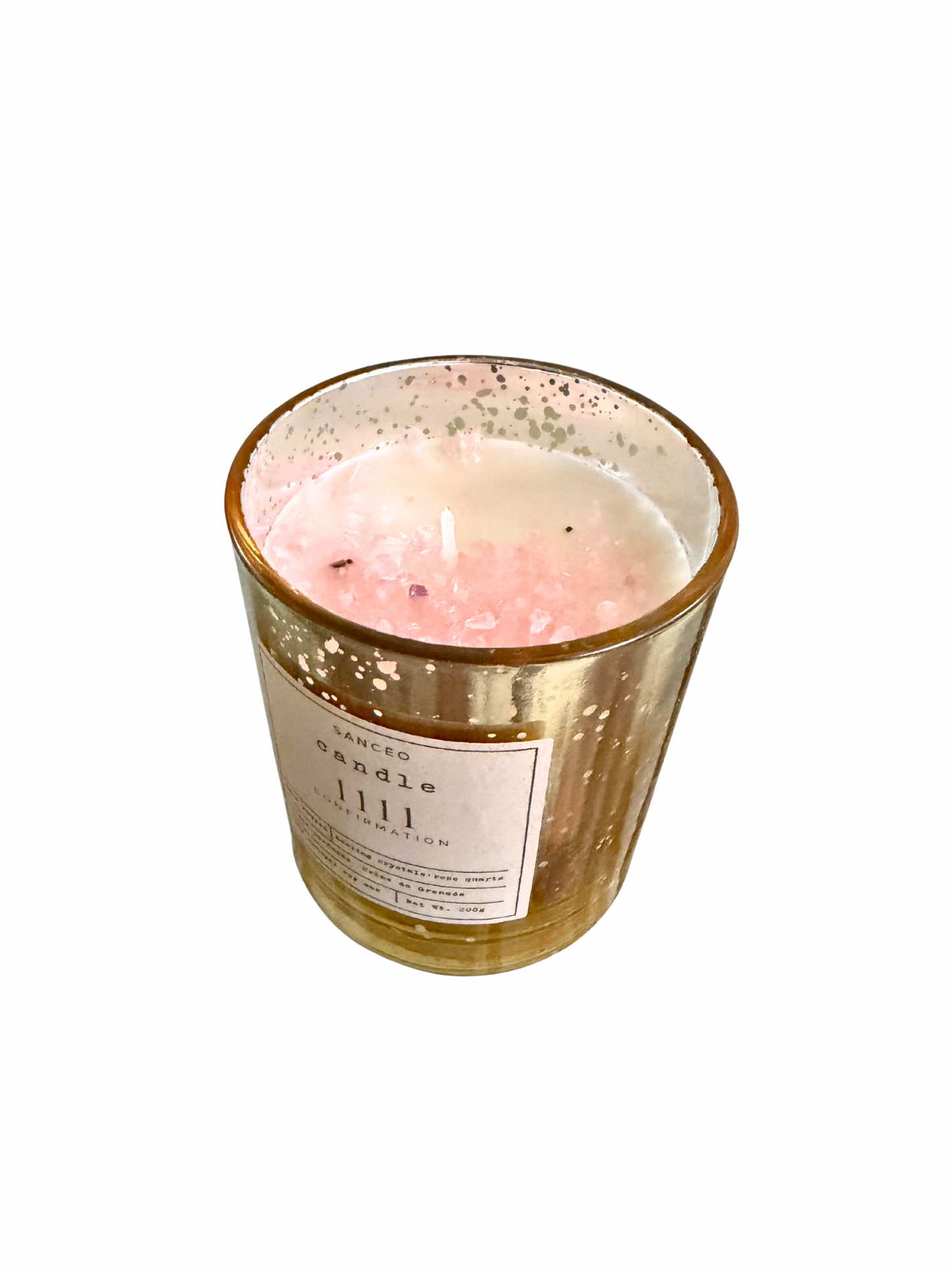 1111 Candle with Healing Crystals - Créme de Grenade (10oz Jar) Holiday Jar