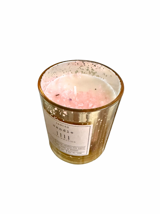 1111 Candle with Healing Crystals - Créme de Grenade (10oz Jar) Holiday Jar