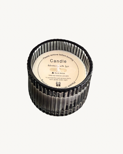 Decor Candle  - Black Ribbed Glass Jar (7oz Jar) - multiple scents available