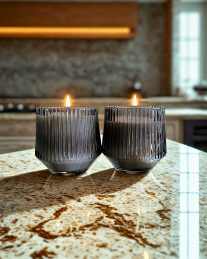 Decor Candle  - Black Ribbed Glass Jar (7oz Jar) - multiple scents available