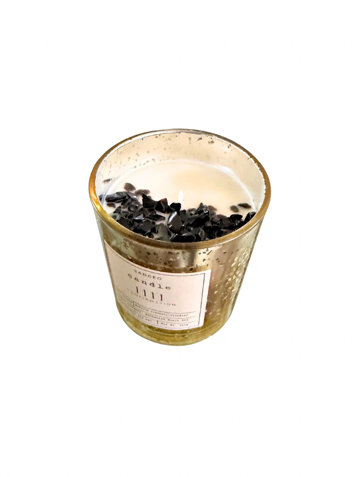 1111 Candle with Healing Crystals - Enchanted Black Sea (10oz Sparkle Jar)