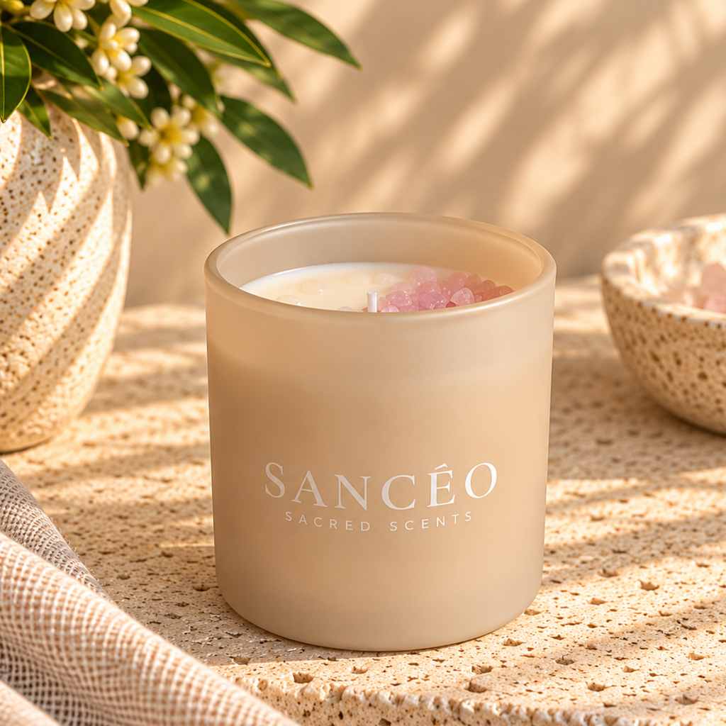 11:11 Palo Santo Eclipse Eclipse Candle | Beige Jar (rose quartz)