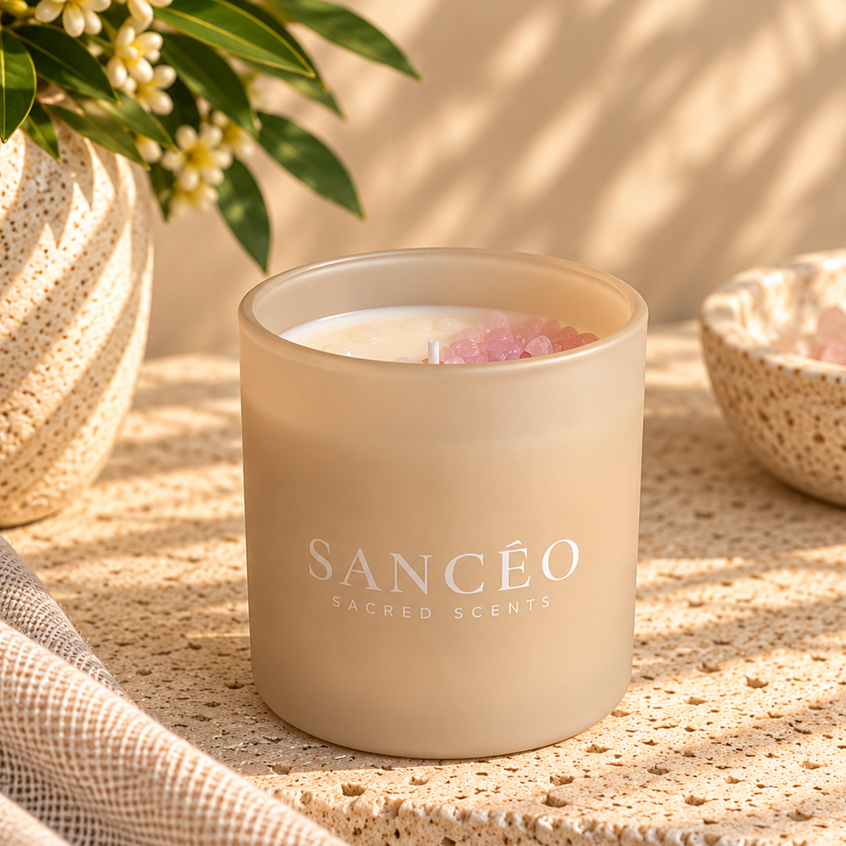 11:11 Palo Santo Eclipse Eclipse Candle | Beige Jar (rose quartz)